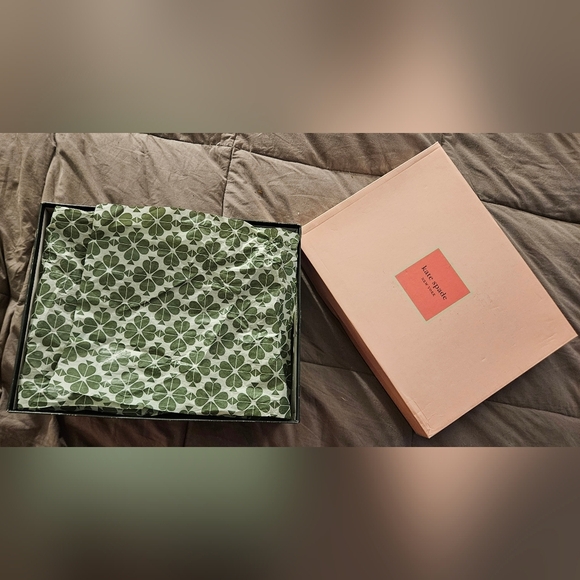 Kate Spade Pink Empty Gift Box Green Tissue Paper Dust Bag Shopping Set Boots - Picture 8 of 15